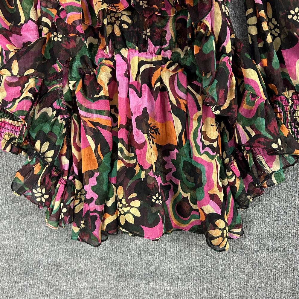 Misa Los Angeles Dress XS Gianna Floral Mini Groove Retro Multicolor Artsy Boho - Picture 14 of 16